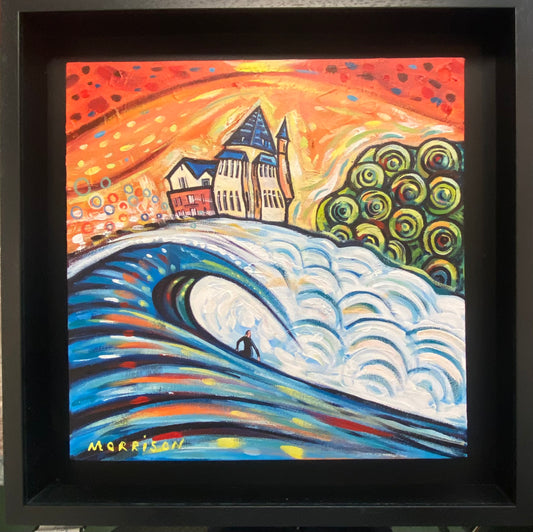 Biarritz Surf ORIGINAL painting 40x40cm (Black box framed 53x53cm)