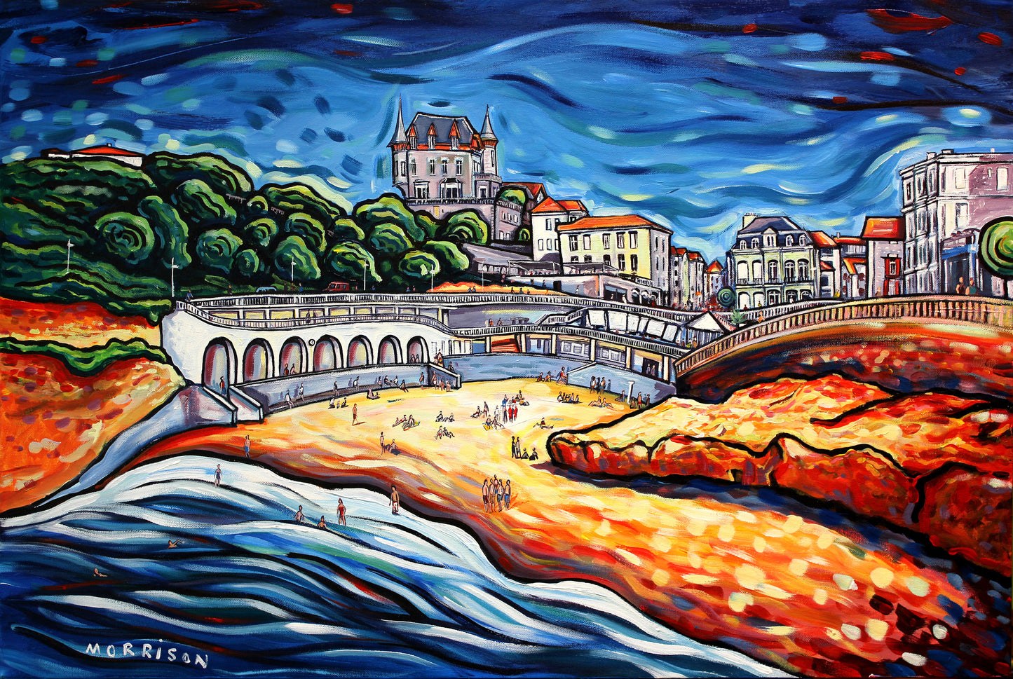 Biarritz Beach Life ORIGINAL painting 90x60cm