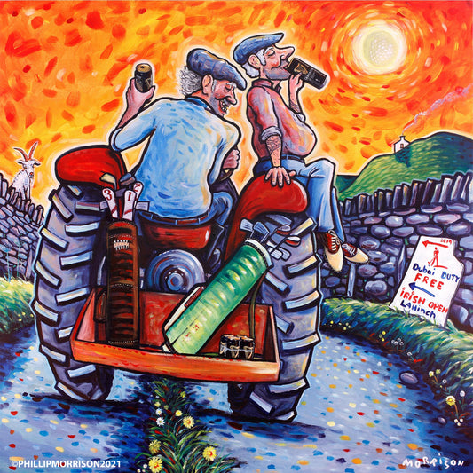 Going to the golf - ORIGINAL painting on canvas 100x100cm