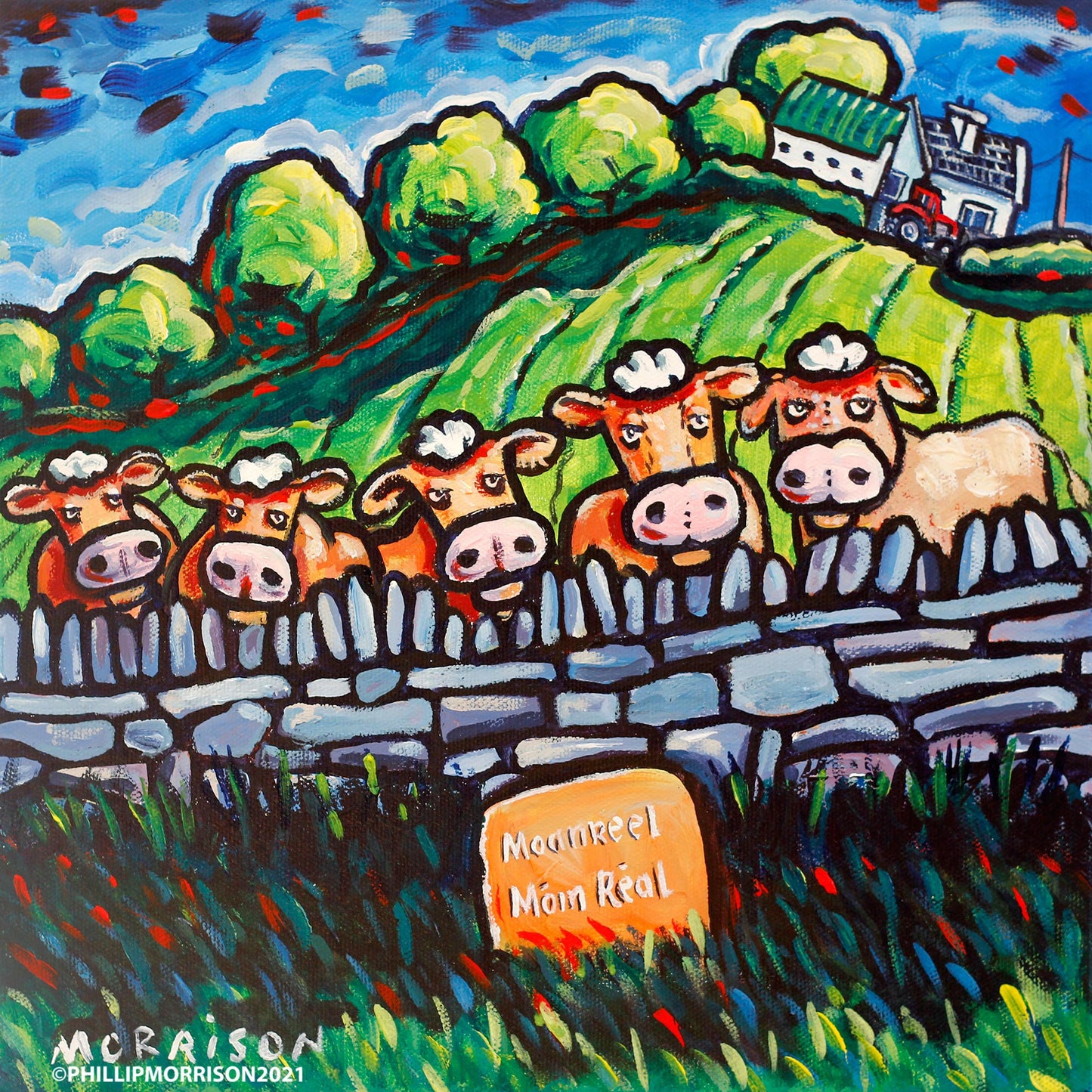 Nosey Cows - ORIGINAL painting 30x30cm unframed