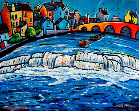 River Runs through Ennistymon - ORIGINAL painting 90 x 60cm canvas